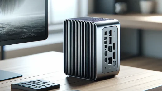 "Mini PC Minisforum G1 Pro with specifications highlighting power capacity, showcasing its compact design and advanced features for efficient performance."