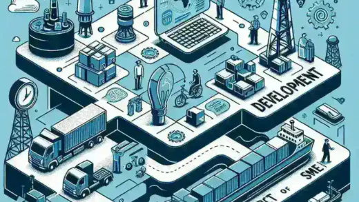 "Ilustrasi platform logistik terintegrasi yang mendukung UMKM di luar Jawa, menunjukkan berbagai fitur seperti manajemen pengiriman, pelacakan barang, dan koneksi dengan marketplace lokal."